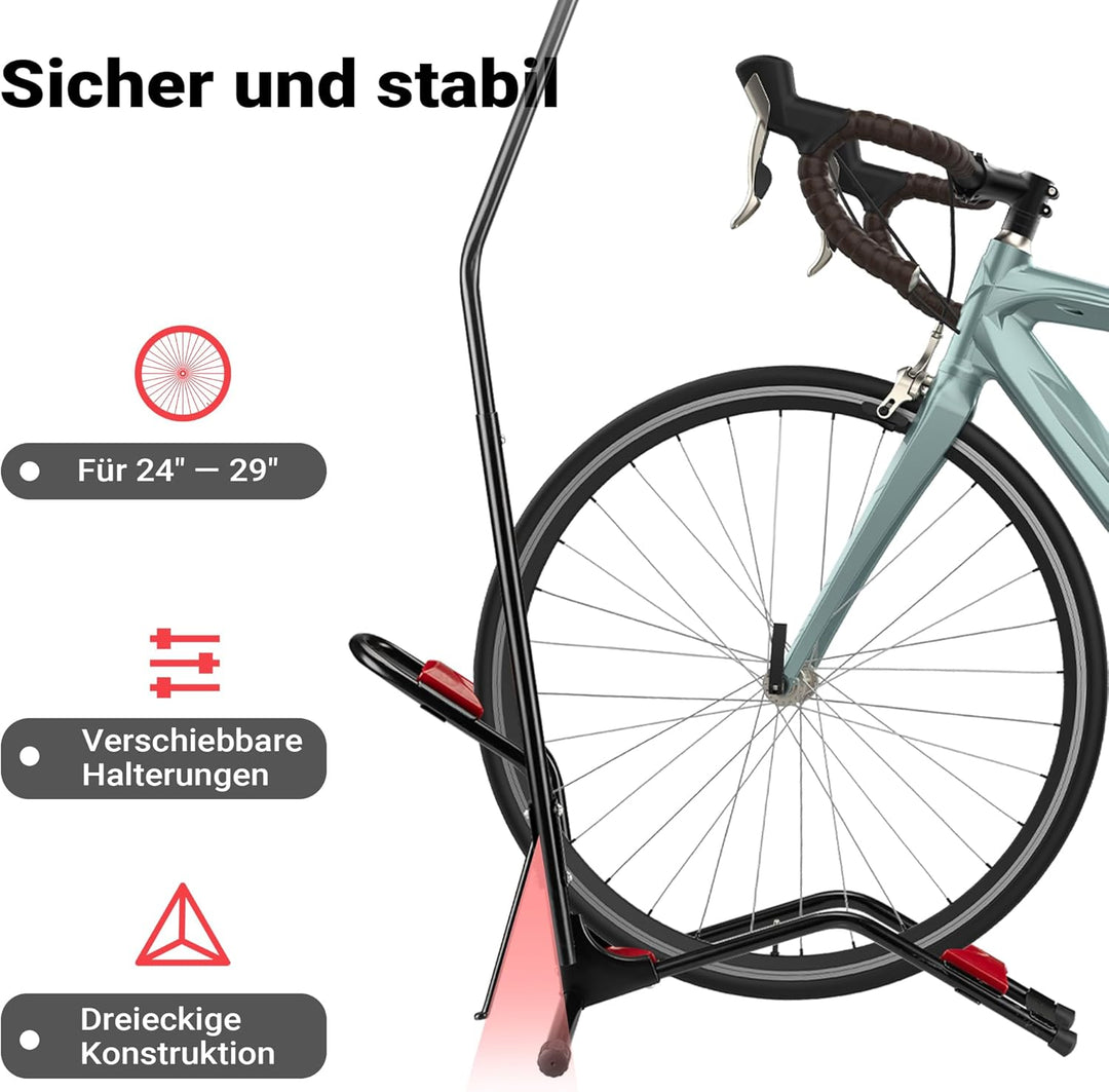 Wiltec vertikaler Fahrradständer 53 x 11 x 120 cm, Universal Fahrradhalter freistehend aus robustem