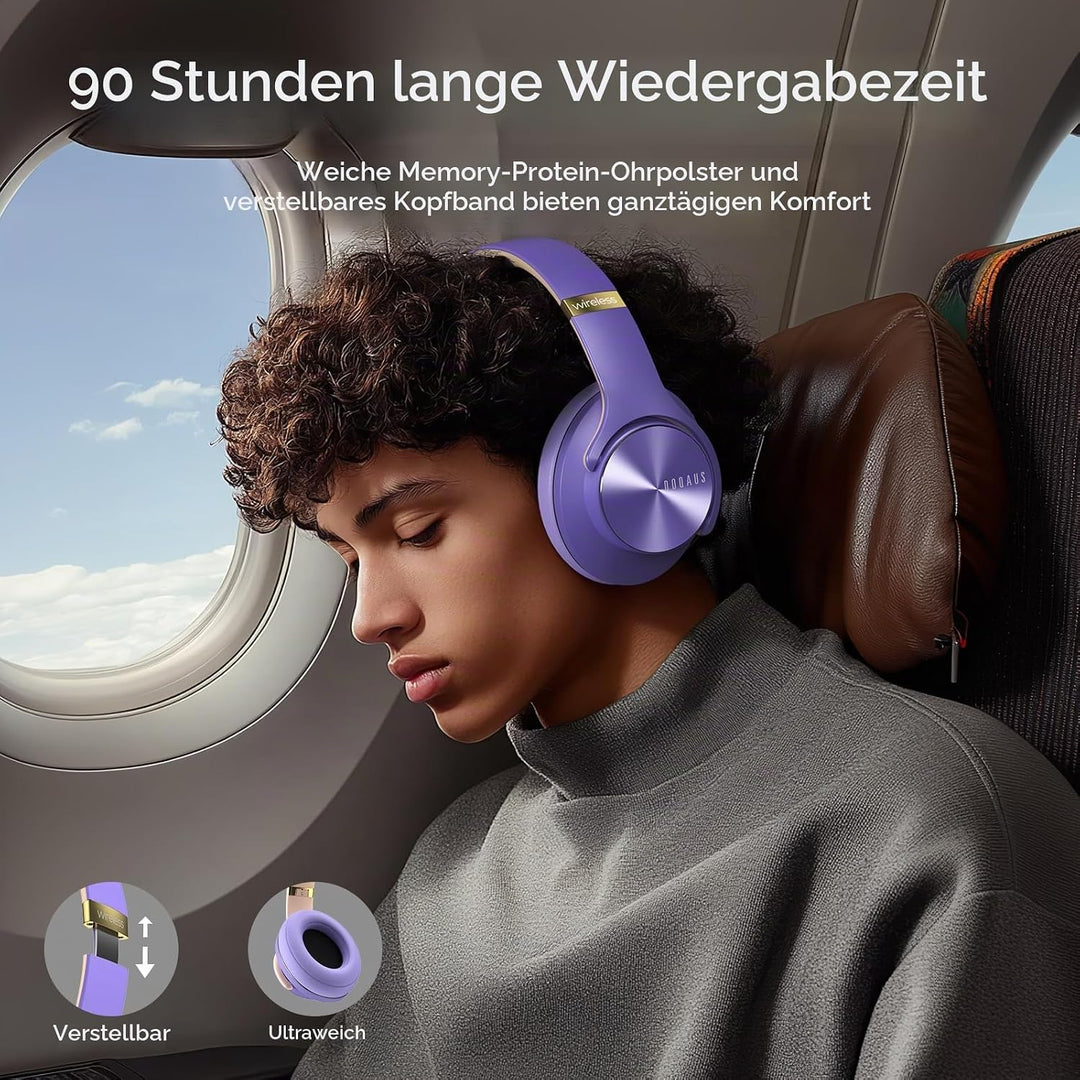 DOQAUS Kopfhörer Kabellos Bluetooth Over-Ear 90 Stunden,Bluetooth Kopfhörer Over Ear,Headphones Wire