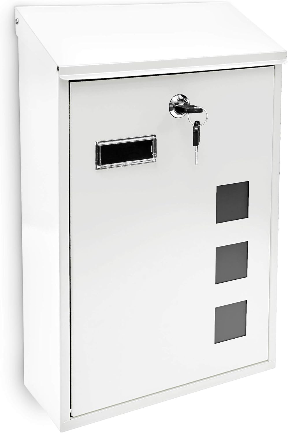 Relaxdays 10017417_W Weiss Design Briefkasten aus Metall 25x40 cm, 40 x 25 x 10 cm, Weiss
