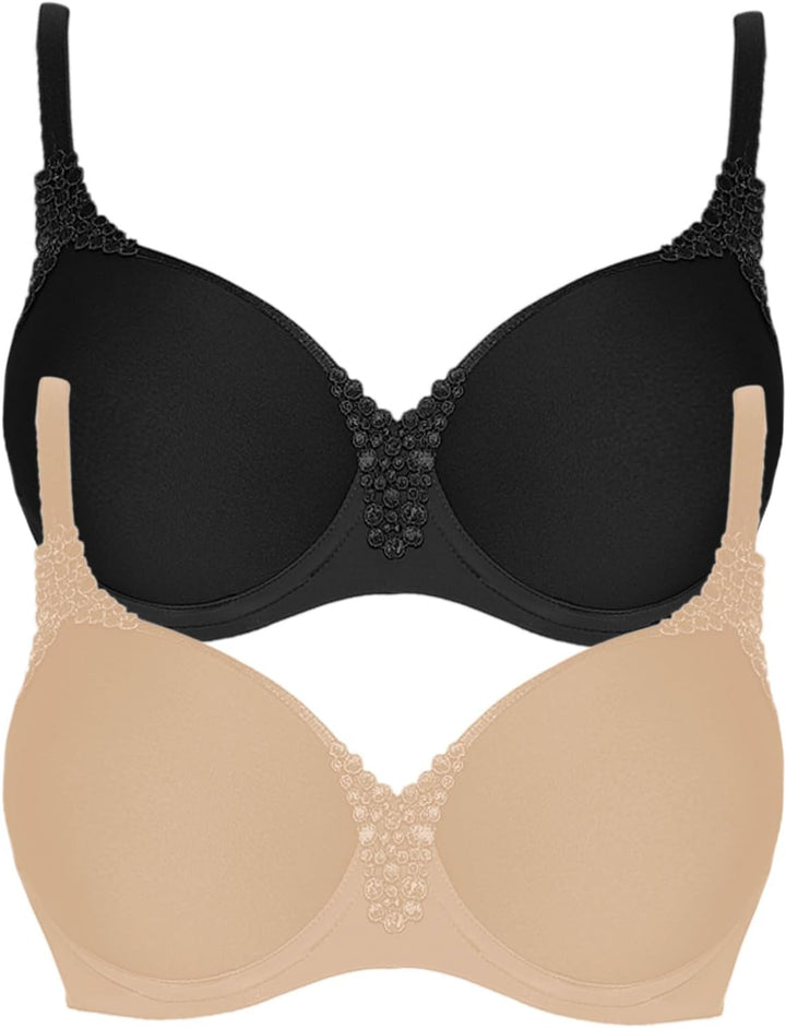 VIANIA! 2er Pack Spacer Bügel BH Carola 151414 85D Nude-schwarz, 85D Nude-schwarz