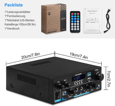 HiFi-Verstärker AK55 Bluetooth Stereo-Audioverstärker Receiver 2 Kanäle 70WX2 Max. 600W Digitale End