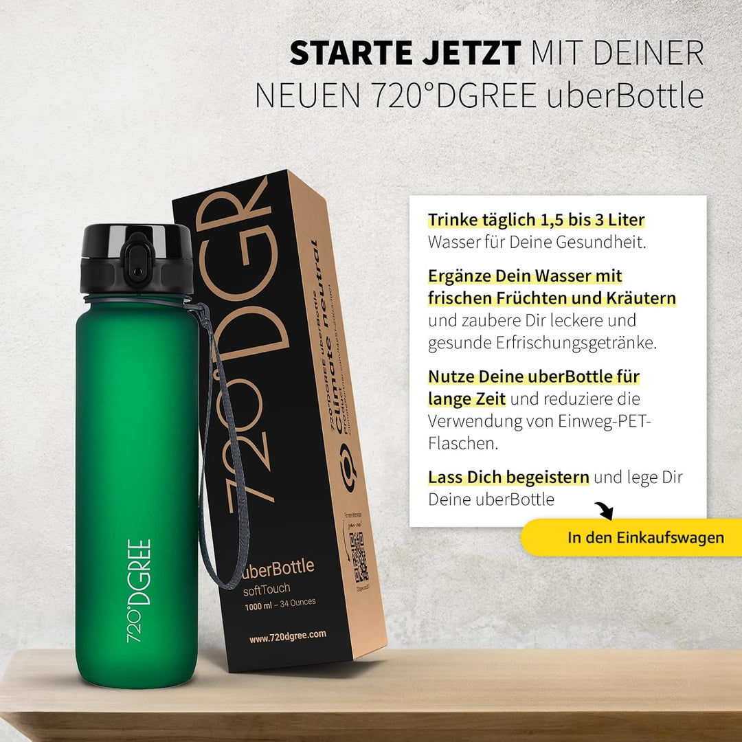 720°DGREE Trinkflasche “uberBottle“ +Sieb - 350ml, 500ml, 650ml, 1000ml, 1,5l, 2l - BPA-Frei - Wasse