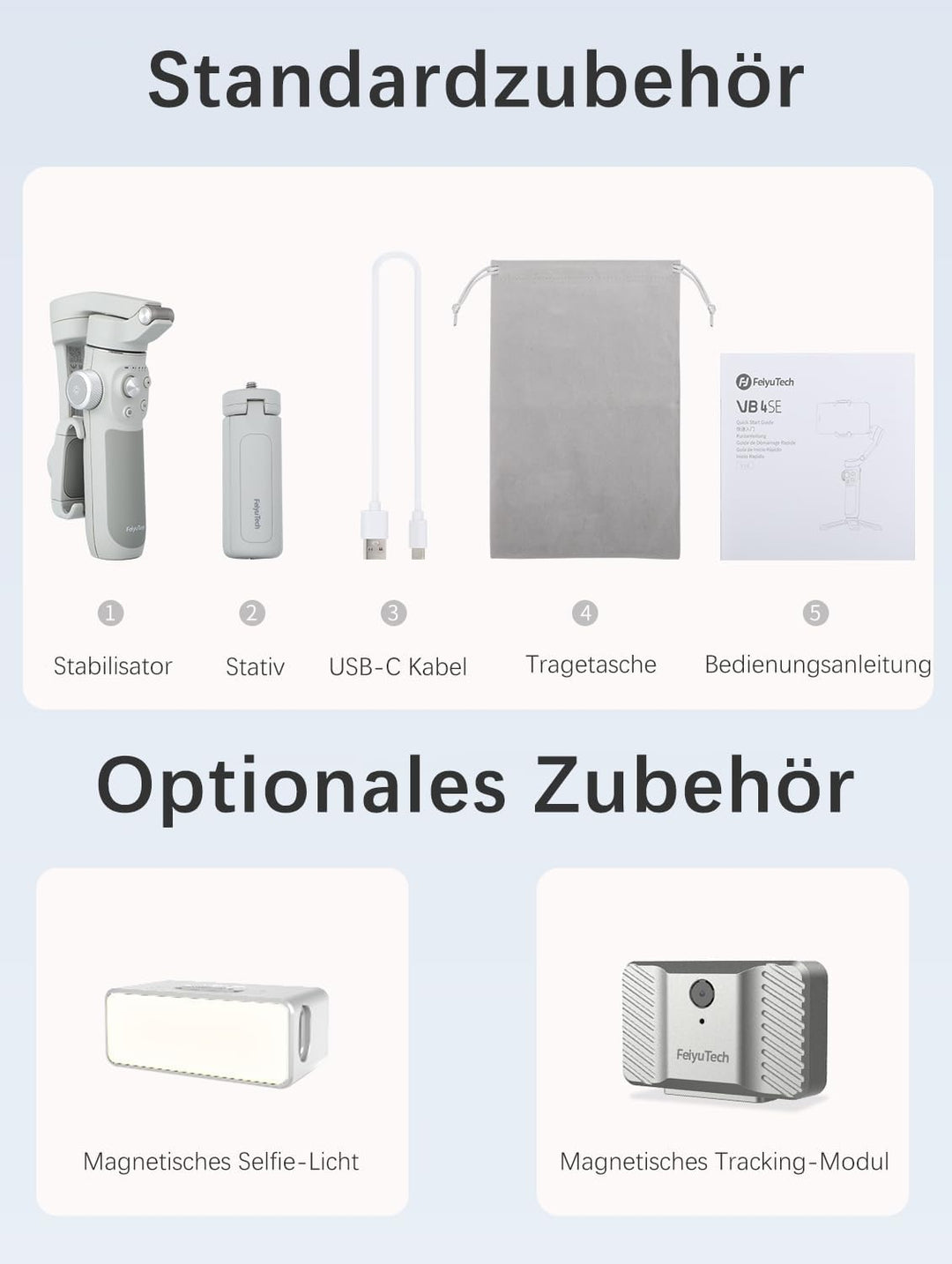 FeiyuTech [Offiziell] VB4 Smartphone-Gimbal, 3-Achsen Handy-Stabilisator, Vimble 4 Vlog-Gimbal für S