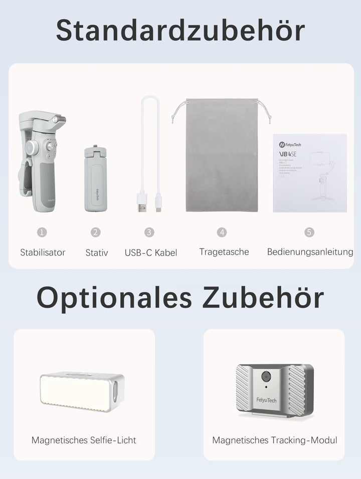 FeiyuTech [Offiziell] VB4 Smartphone-Gimbal, 3-Achsen Handy-Stabilisator, Vimble 4 Vlog-Gimbal für S