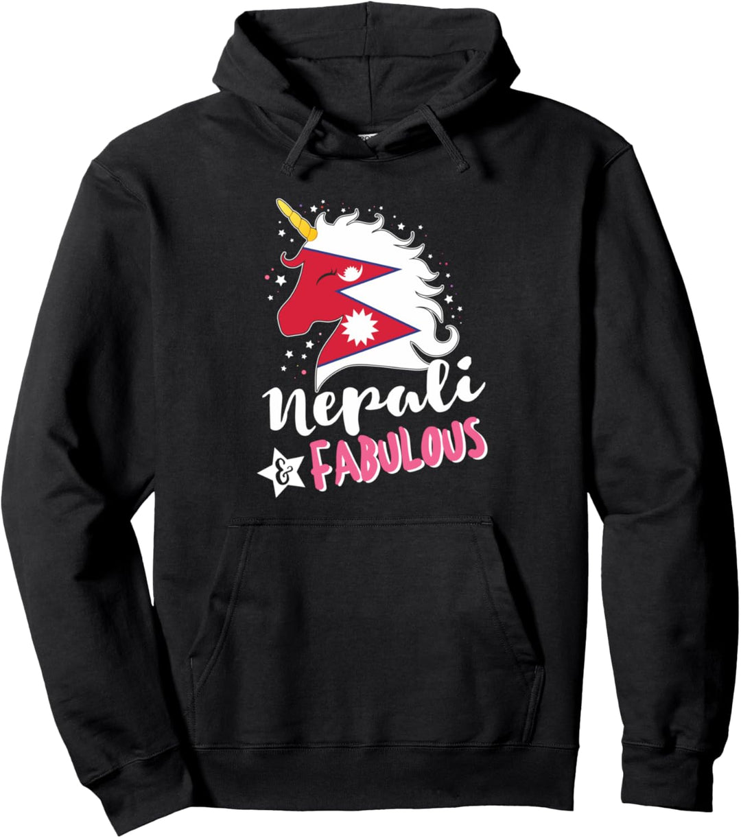Nepalesisches Einhorn Nepal Flagge Pullover Hoodie