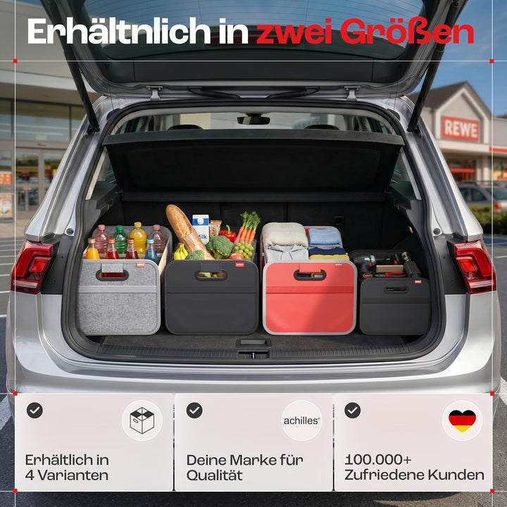 achilles Auto Kofferraum Organizer XL – Kofferraumtasche XL mit viel Stauraum – Geräumige &amp; Pflegele