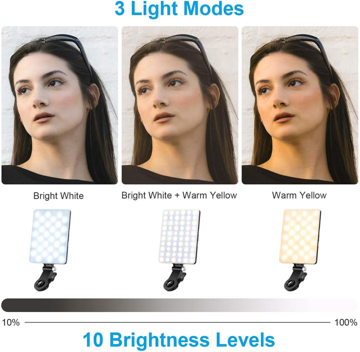 Selfie Licht mit 60 LED Lampenperlen, 3000-6500K 3 Lichtmodi Handylicht, 2000mAh Akku LED Video Lich