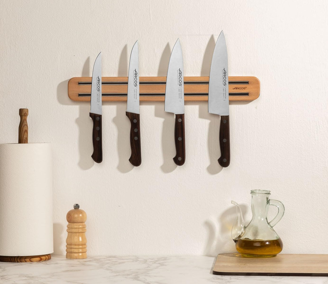 Arcos Magnetischer Messerhalter Holz Buche - Sicherer & Eleganter Küchenaufbewahrung 40 cm x 5 cm