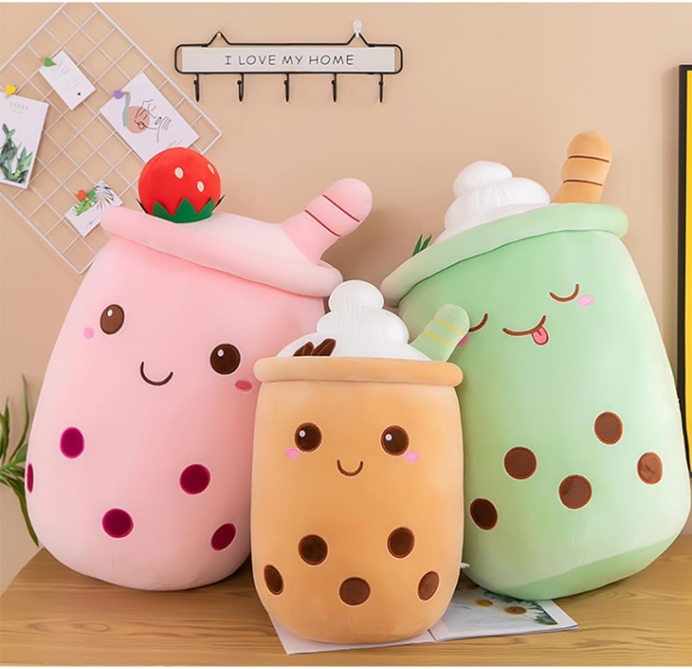 Bubble Tea Kuscheltier PlüSchtier XXL SüssE Kissen, Kawaii Bubble Tea Cup Plushie Stofftier Boba Tee
