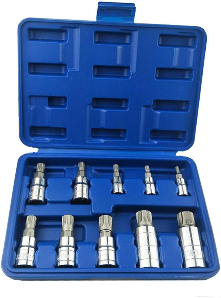 Antriebs-Steckschlüssel-Werkzeug-Set, 10 Stück M4 - M18 Torx-Bit-Steckschlüssel-Set mit Aufbewahrung