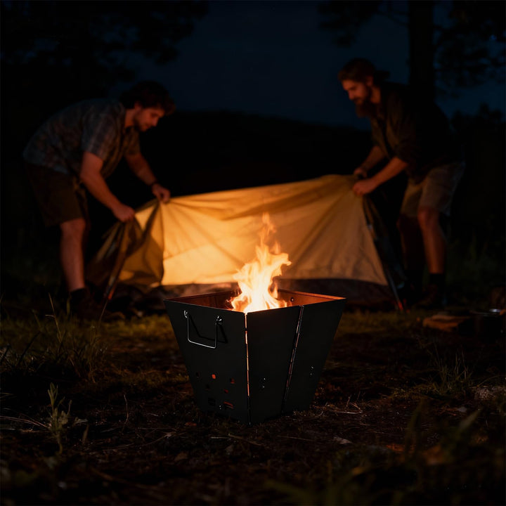 Tragbare Feuerstelle für Camping, Faltbare Outdoor-Feuerschale, Robuste Eisen-Feuerstelle für Terras