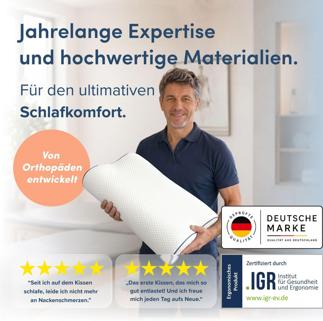 Blumtal Orthopädisches Nackenstützkissen aus Memory Foam - ergonomisches Kopfkissen mit individuelle