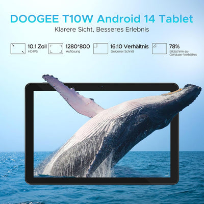 DOOGEE T10W Android Tablet 10 Zoll, Android 14 Tablet, 9GB RAM+128GB ROM/TF 1TB, Telefonanruf Funkti