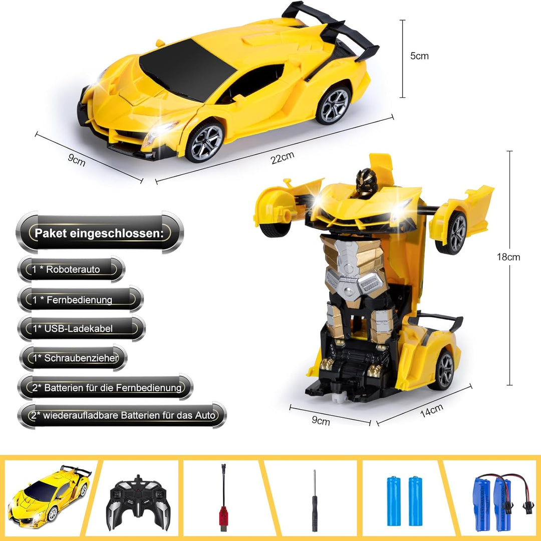 Yellcetoy Transform Spielzeug, Roboter Auto mit Handgesten Sening LED Licht Musik & Sound Effekt, Fe
