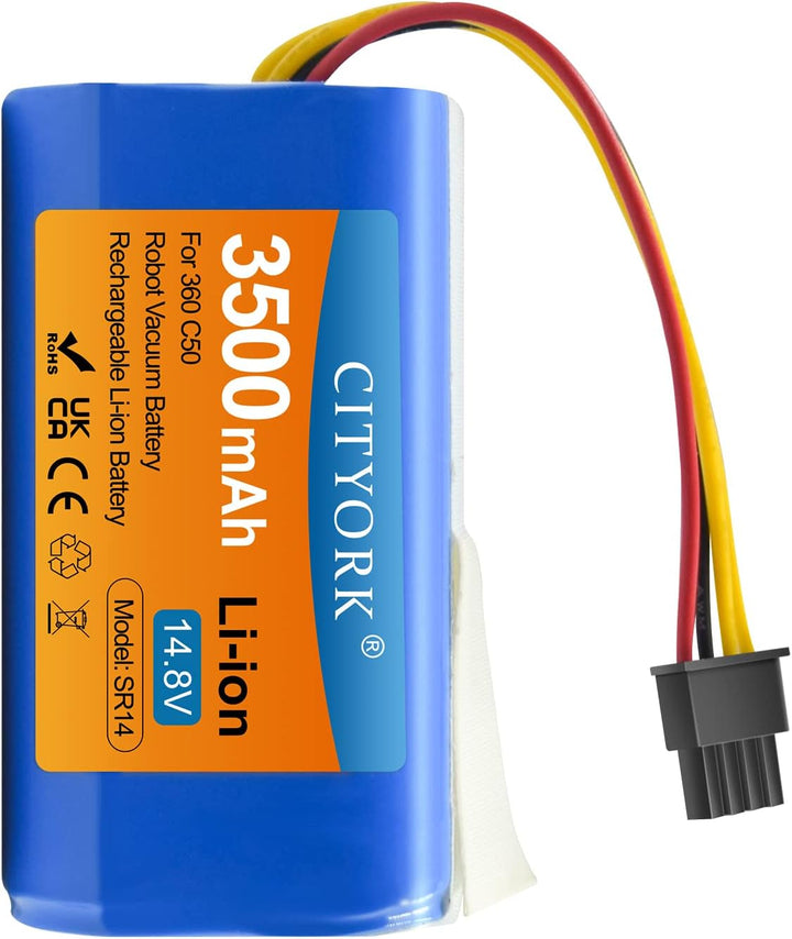 CITYORK 14.8V 3500mAh Ersatz-Akku Li-ion Akku kompatibel mit 360 C50, AIRROBO P10, TCL S1 / S15 / S1