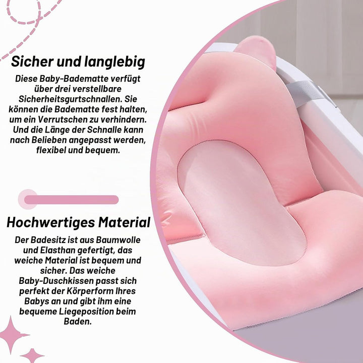 Babywannenmatte: Badewannensitz für Baby und Kleinkind Mit Sicherheitsgurt - Baby-Badekissen für Neu