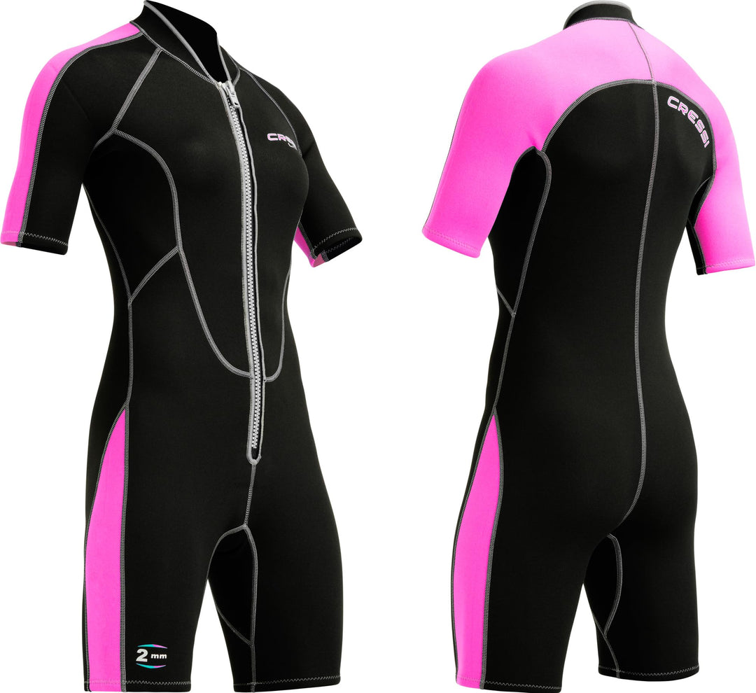 Cressi Women's Short Front Zip Wetsuit for Surfing, Snorkeling, Scuba Diving -Lido Short Lady pink/s