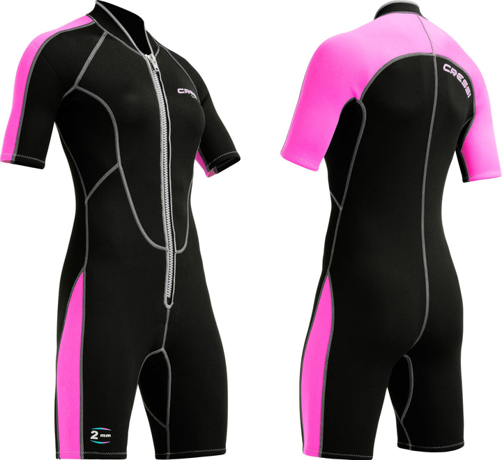 Cressi Women's Short Front Zip Wetsuit for Surfing, Snorkeling, Scuba Diving -Lido Short Lady pink/s