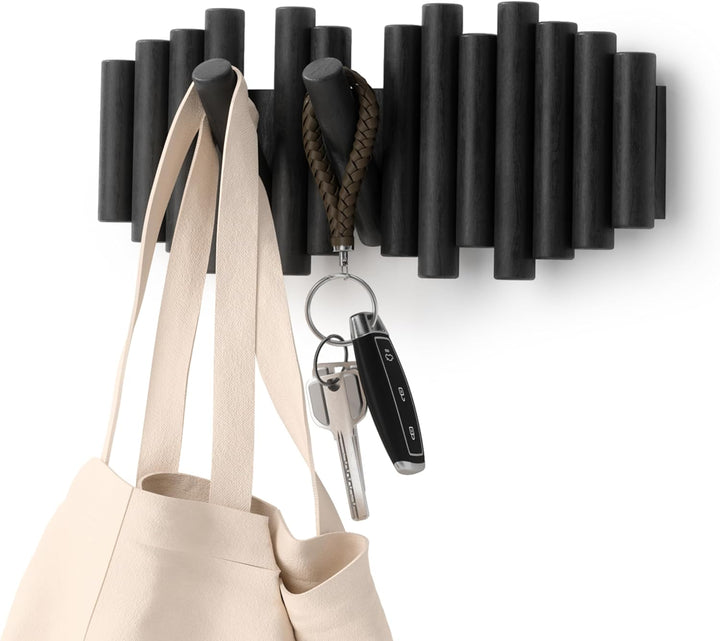 Umbra Picket Garderobenhaken - Garderobenleiste und Moderne Wand Dekoration mit 5 Klapphaken aus ges