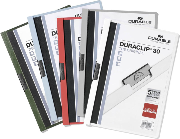 Durable Klemm-Mappe Duraclip Original 30 (für 1-30 Blatt A4), 25 Stück, farbig sortiert, 220000 sort