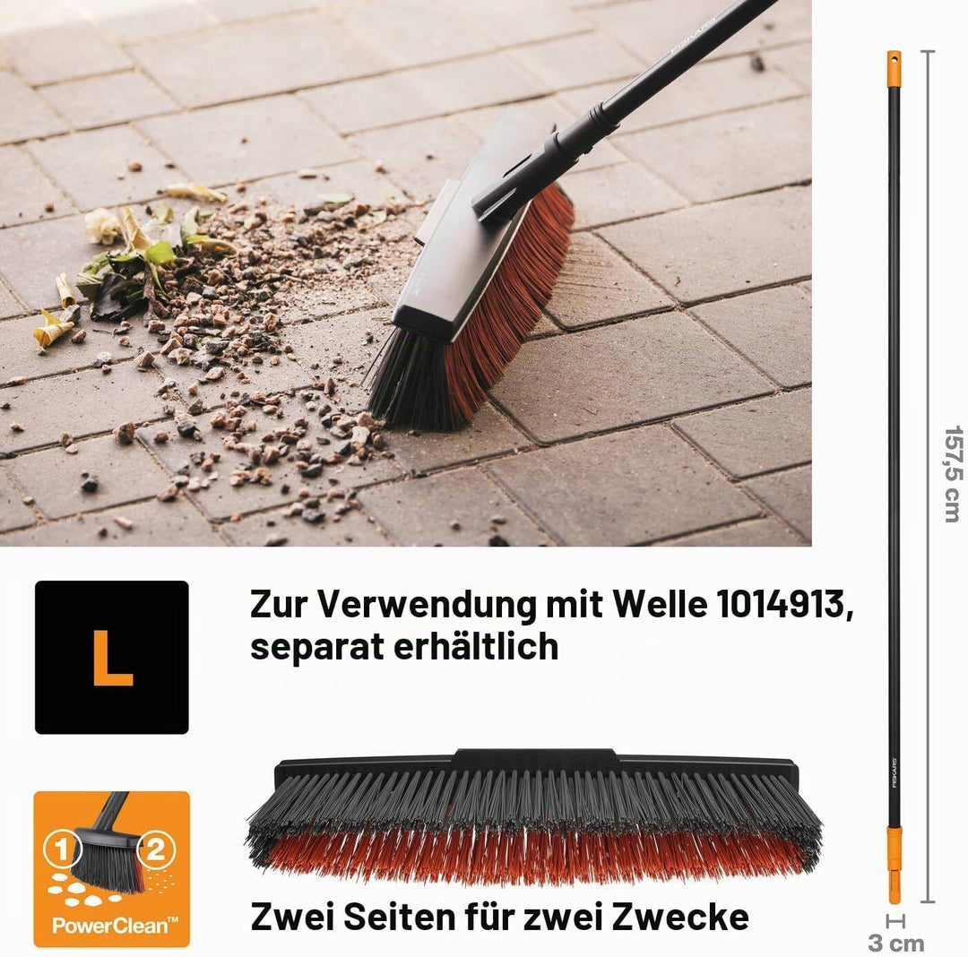 Fiskars Allzweckbesen-Kopf mit Powerclean-Borsten, Breite: 47 cm, L, Kunststoff, Schwarz, Solid, 102