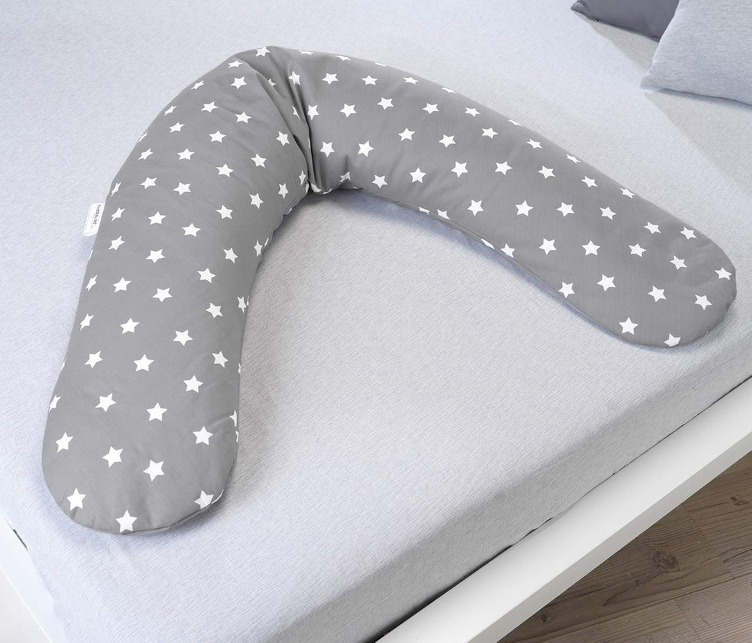 Theraline Bezug für das Komfort Stillkissen 180 cm Big Stars grau