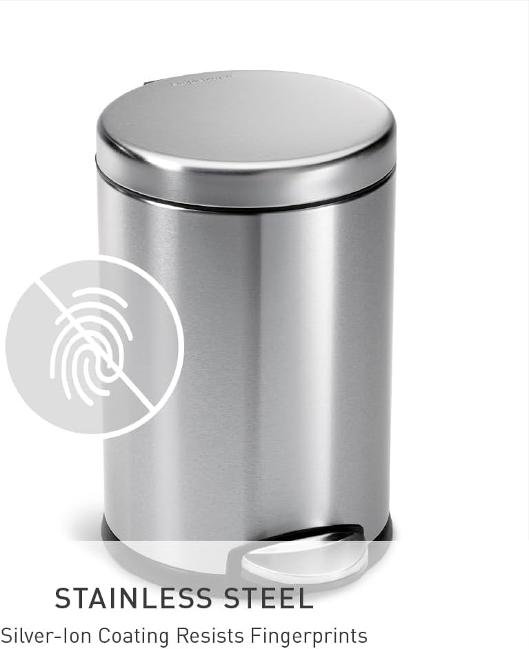 simplehuman CW1852CB 4,5 Liter, runder Treteimer, kleiner Mülleimer Bad Badezimmer Büro Schlafzimmer