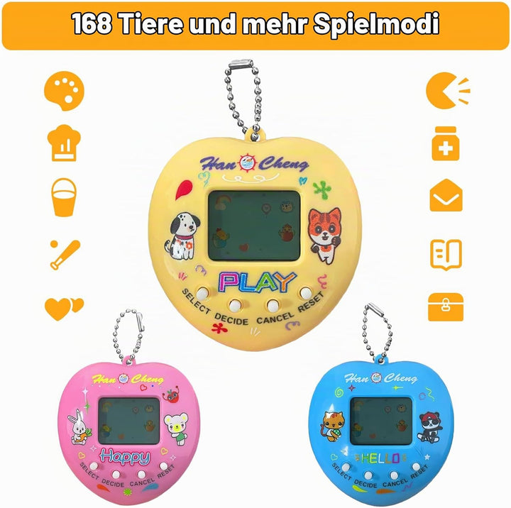 Elektronische Haustier Spielmaschine, 3 Stück Tragbares Haustierspielzeug, Handheld Virtuelle Hausti