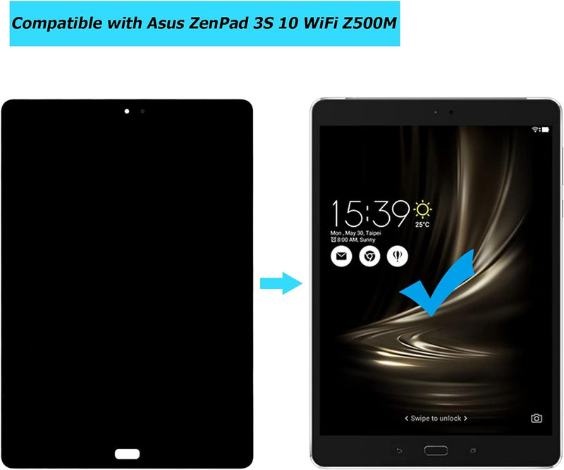 Vvsialeek Ersatz LCD Display Kompatibel Für ASUS ZenPad 3S 10 WiFi Z500M Z500 P027 9.7" LCD Schwarz