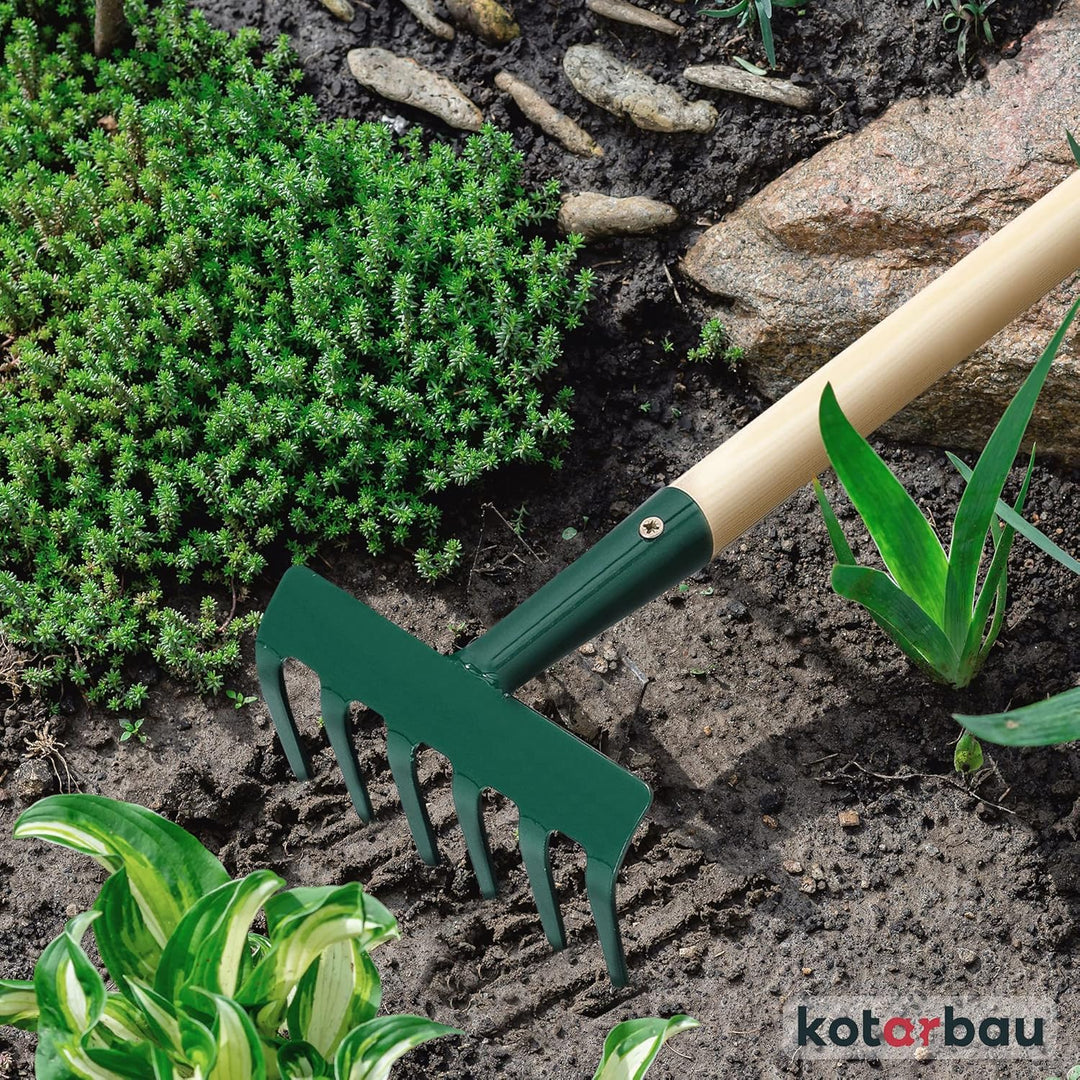 KOTARBAU® Gartenrechen mit 6 Zinken aus Stahl Gartenwerkzeug 109x1000mm, 109x1000mm