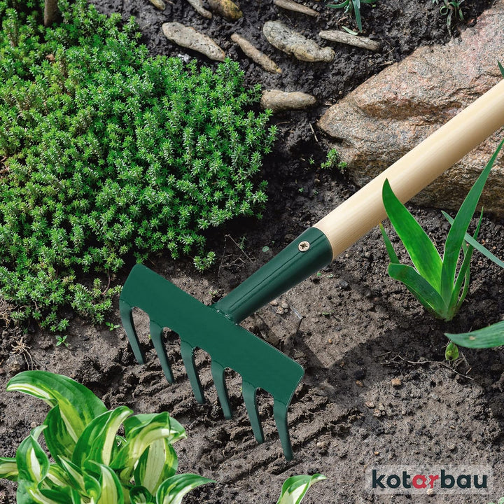KOTARBAU® Gartenrechen mit 6 Zinken aus Stahl Gartenwerkzeug 109x1000mm, 109x1000mm