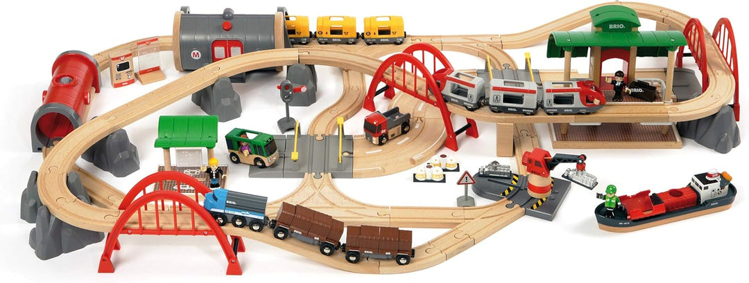 BRIO World 33052 Strassen & Schienen Bahn Set Deluxe – Strassen & Schienen Eisenbahn & World 33592 R