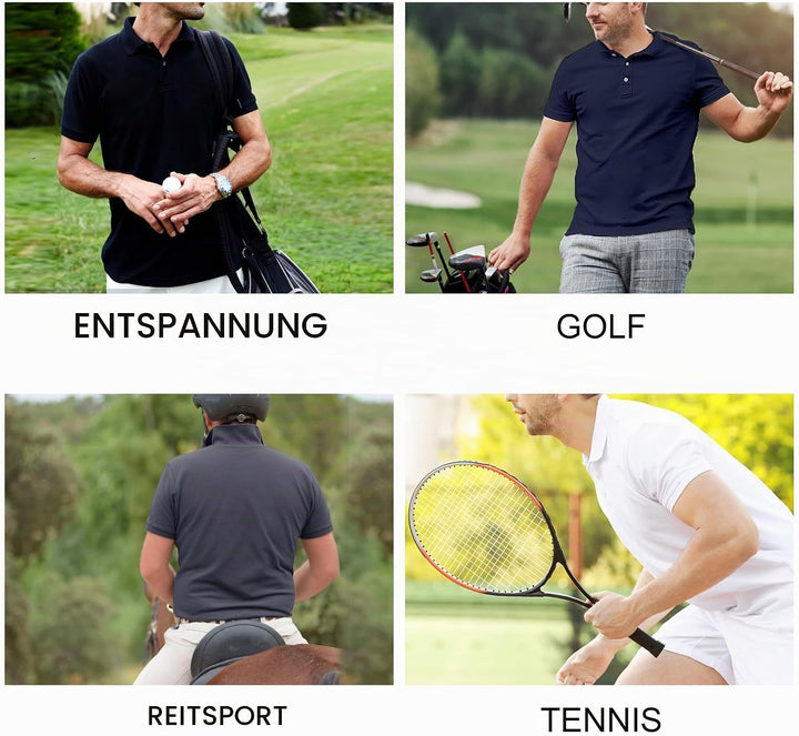 Liking Herren Basic Poloshirt Baumwolle Polo Shirts Polohemd Kurzarmshirt mit Knopfleiste Atmungsakt