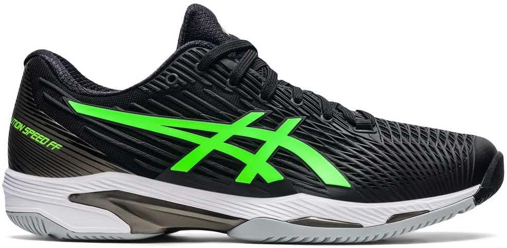ASICS Herren Solution Speed FlyteFoam 2 Tennisschuhe, Stahlblau/Gefahrgrün 42 EU Black Green Gecko,