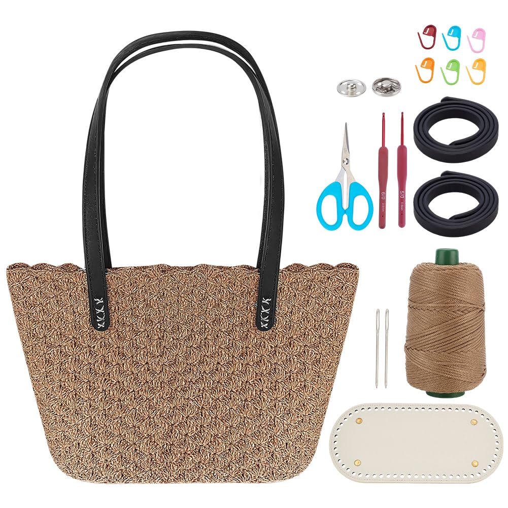 WEBEEDY Häkelbeutel Set Für Erwachsene Anfänger Häkel Taschen Set Mit Video Tutorials Lederbasis Und