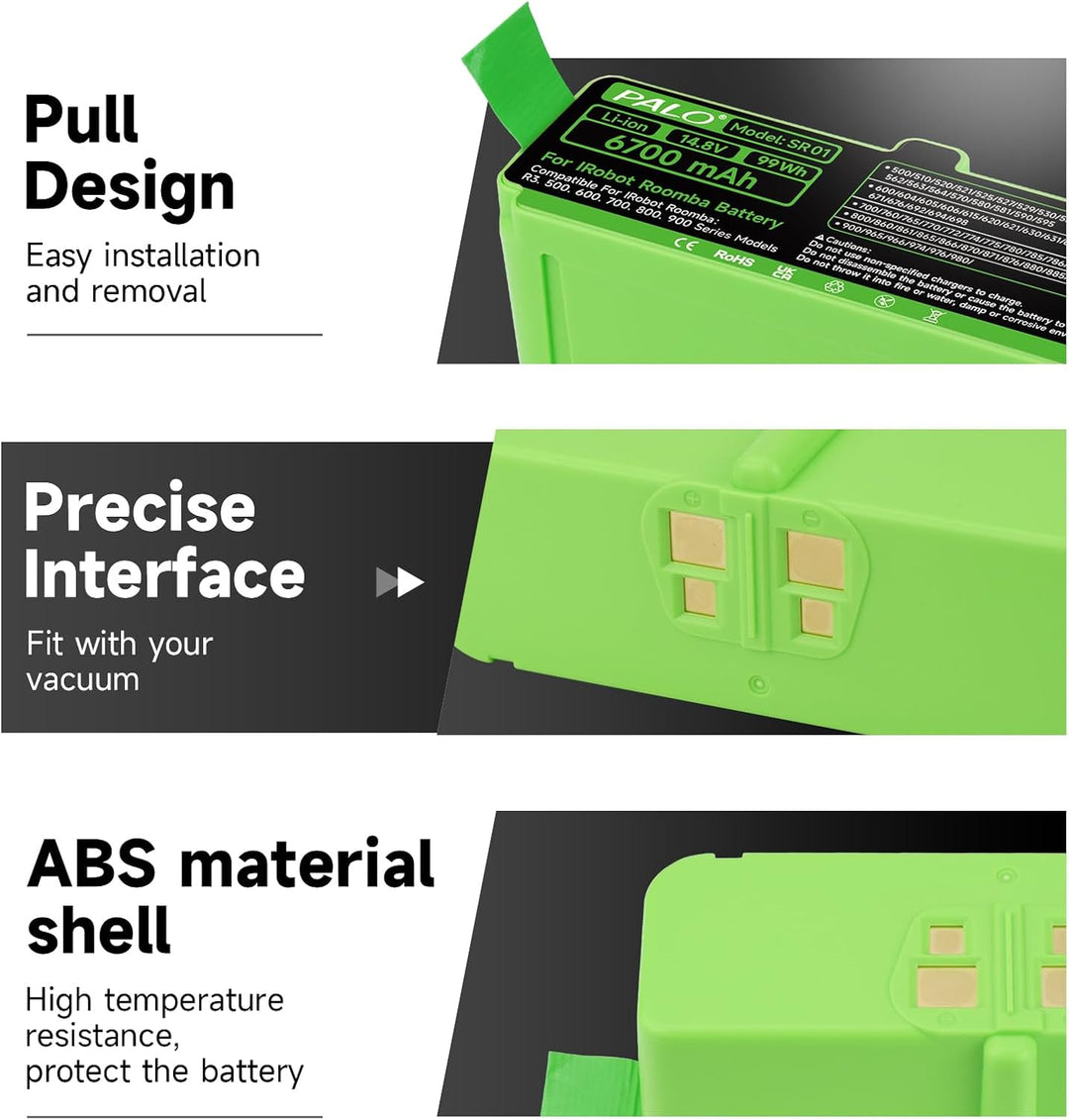6700mAh Akku für IRobot Roomba 900/800/700/600/500 Series - Lithium Akku Kompatibel Roomba 980 960 9