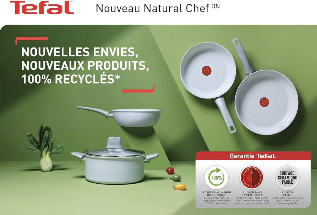 Tefal C4510453 Natural Chef Induction 24 cm Keramik Bratpfanne, Aluminium, exklusiv