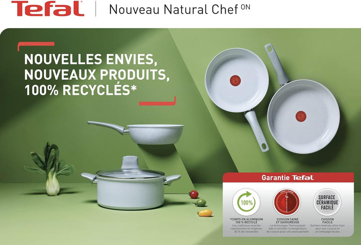 Tefal C4510453 Natural Chef Induction 24 cm Keramik Bratpfanne, Aluminium, exklusiv