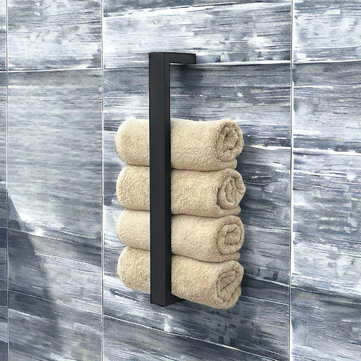 DanDiBo Handtuchhalter Metall Schwarz Wand Handtuchhaken 96499 Schmal Handtuchleiste Hakenleiste Mod