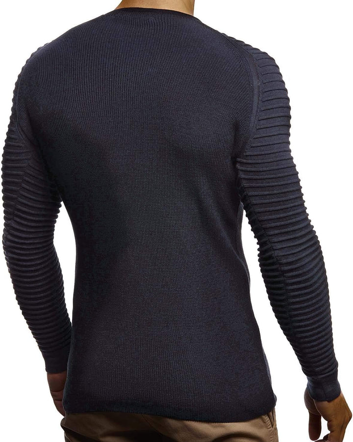 LEIF NELSON Herren Strickpullover Basic Rundhals Crew Neck Sweatshirt Langarm Sweater Feinstrick LN2