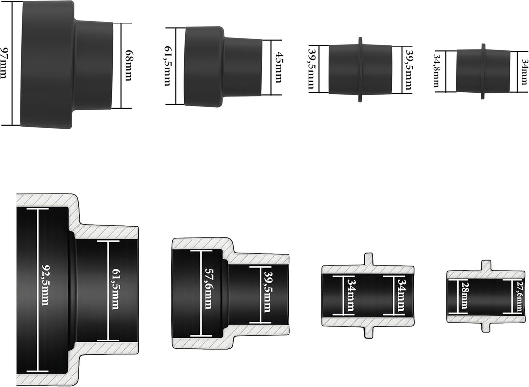 Güde 55171 Adapter-Set für Absauganlage 100-28 4-tlg. (passend zu Güde #55136 Absauganlage GAA 50, G