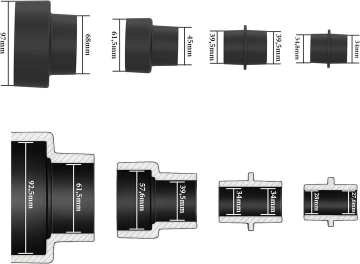 Güde 55171 Adapter-Set für Absauganlage 100-28 4-tlg. (passend zu Güde #55136 Absauganlage GAA 50, G