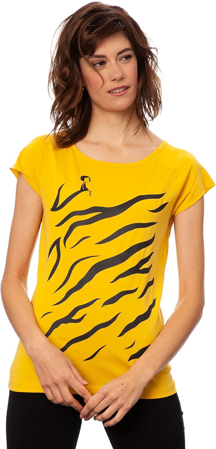 FellHerz Damen T-Shirt Tiger Girl Bio Fair und Vegan M Sunshine, M Sunshine