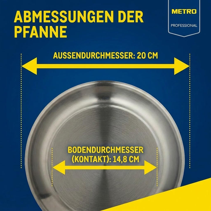 METRO Professional Pfanne unbeschichtet | Ø 20 cm | Edelstahl | Backofengeeignet bis max. 240 °C | a