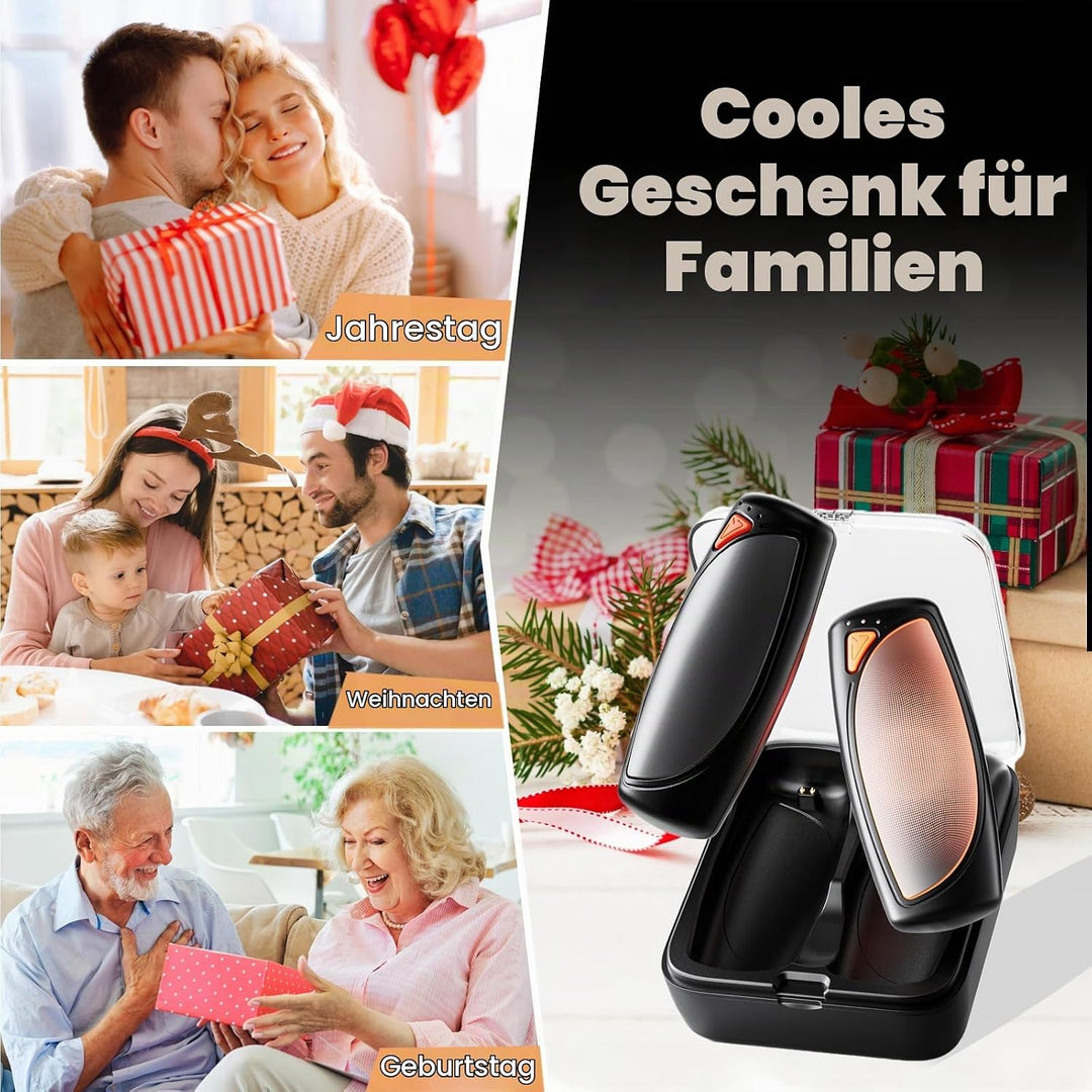 COTOP Handwärmer Elektrisch, 2er Set Taschenwärmer Wiederverwendbar mit Ladecase, 14.000 mAh Akku Au