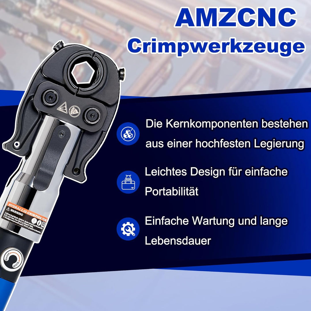 AMZCNC Profi Presszange (hydraulisch) Presswerkzeug V-Kontur(SC-Kontur) 12-15-18-22-28 Set Presswerk