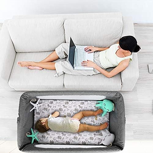 Belfoyer 3-in-1-Kinderbett mit Matratze und Moskitonetz, Reisebett, tragbar, mit Rollen, Babywiege m