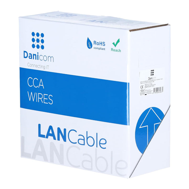 Danicom CAT5e Outdoor Netzwerkkabel - U/UTP - AWG 26/1 (Flexibel) - 100 Meter - Schwarz - CCA, POE,