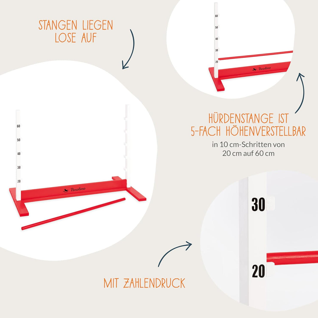 PINOLINO Hindernishürde Hoppe, Weiss/Rot, 1 Stück, Koordinationstraining – Ideal für Steckenpferd-Re