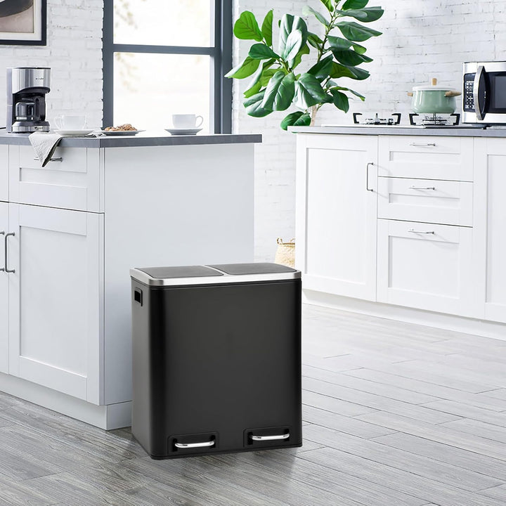 SVITA TM2X15 Treteimer 30 Liter Abfalleimer Mülleimer Design Mülltrennung Papierkorb Küchen-Ordnung